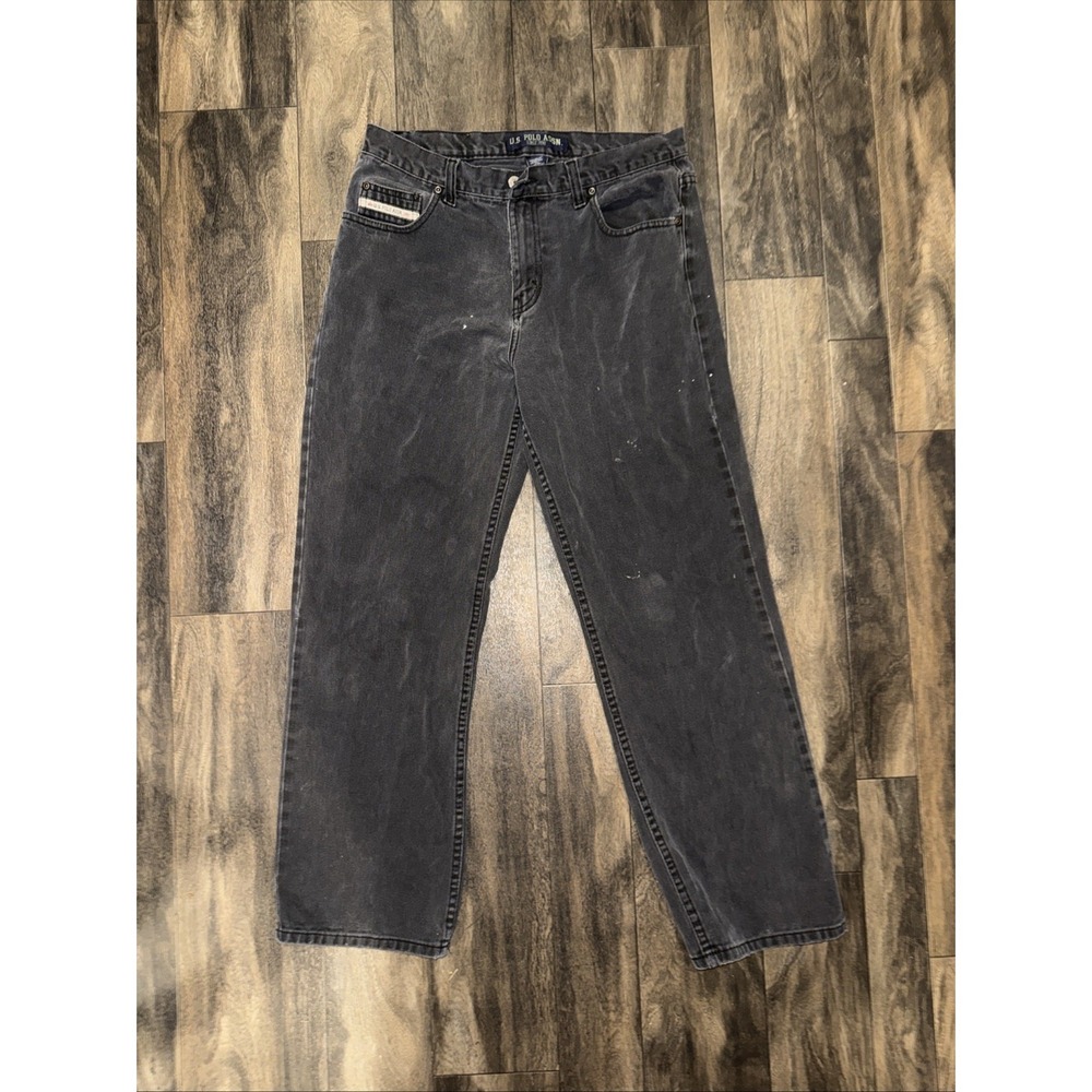 Vintage Polo Assn. Relaxed Fit Straight Leg Grey Wash Denim Jeans Men's 33x32